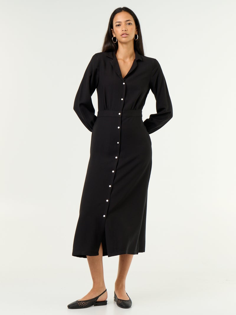 Langes Hemdblusenkleid Noir - Kiabi