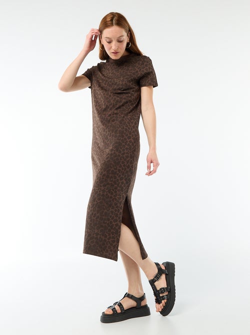 Langes Jerseykleid mit kurzen Ärmeln - Kiabi Langes Jerseykleid mit kurzen Ärmeln - Kiabi