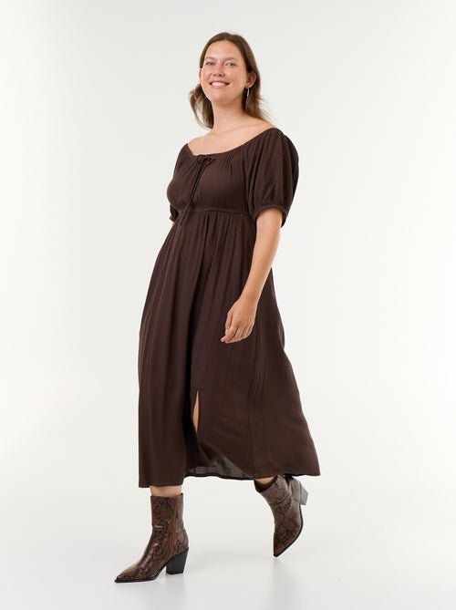 Langes Kleid mit Bardot-Ausschnitt - Kiabi