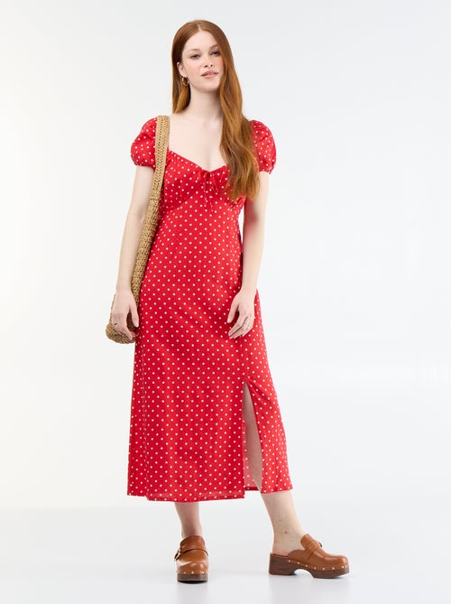 Langes Kleid mit Bardot-Ausschnitt - Kiabi