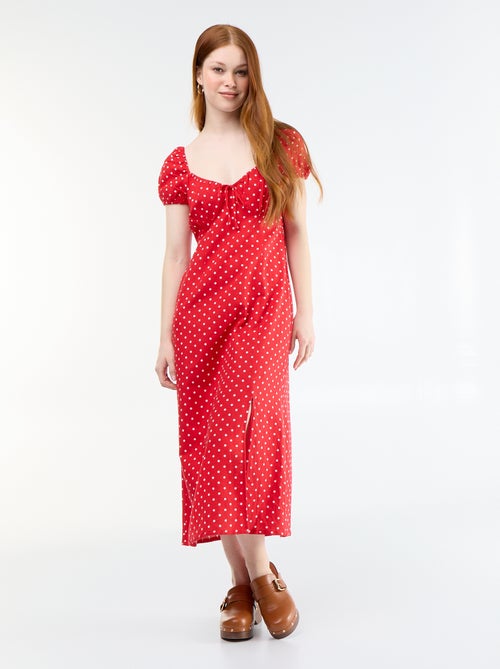 Langes Kleid mit Bardot-Ausschnitt - Kiabi