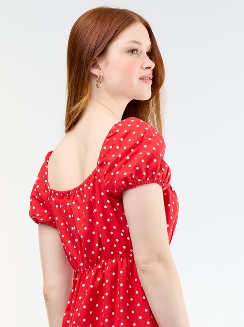 Langes Kleid mit Bardot-Ausschnitt - Kiabi