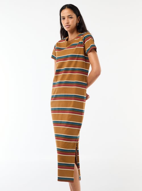 Langes Kurzarm-Jerseykleid - Kiabi