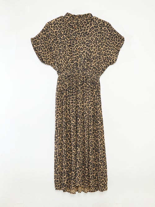 Langes Leoparden-Hemdblusenkleid – Kollektion zum einfachen Anziehen - Kiabi