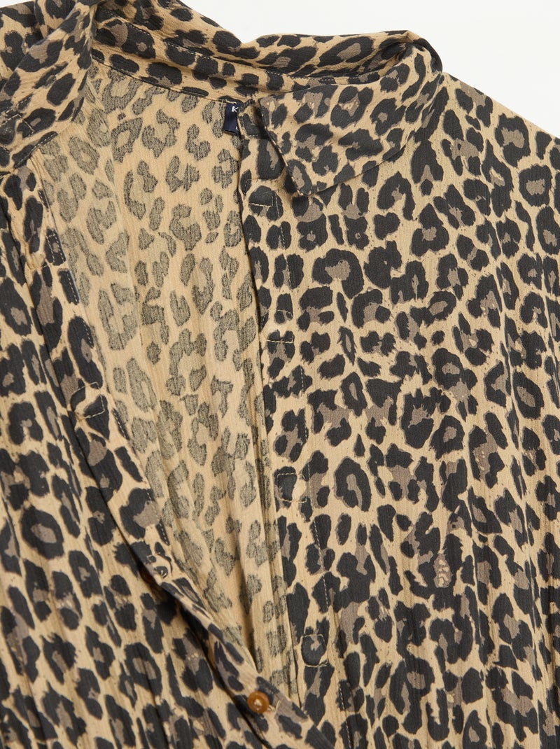 Langes Leoparden-Hemdblusenkleid – Kollektion zum einfachen Anziehen Leopard - Kiabi