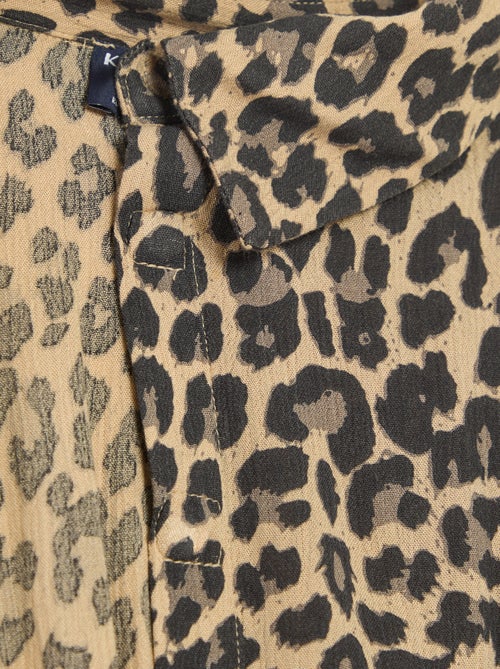 Langes Leoparden-Hemdblusenkleid – Kollektion zum einfachen Anziehen - Kiabi