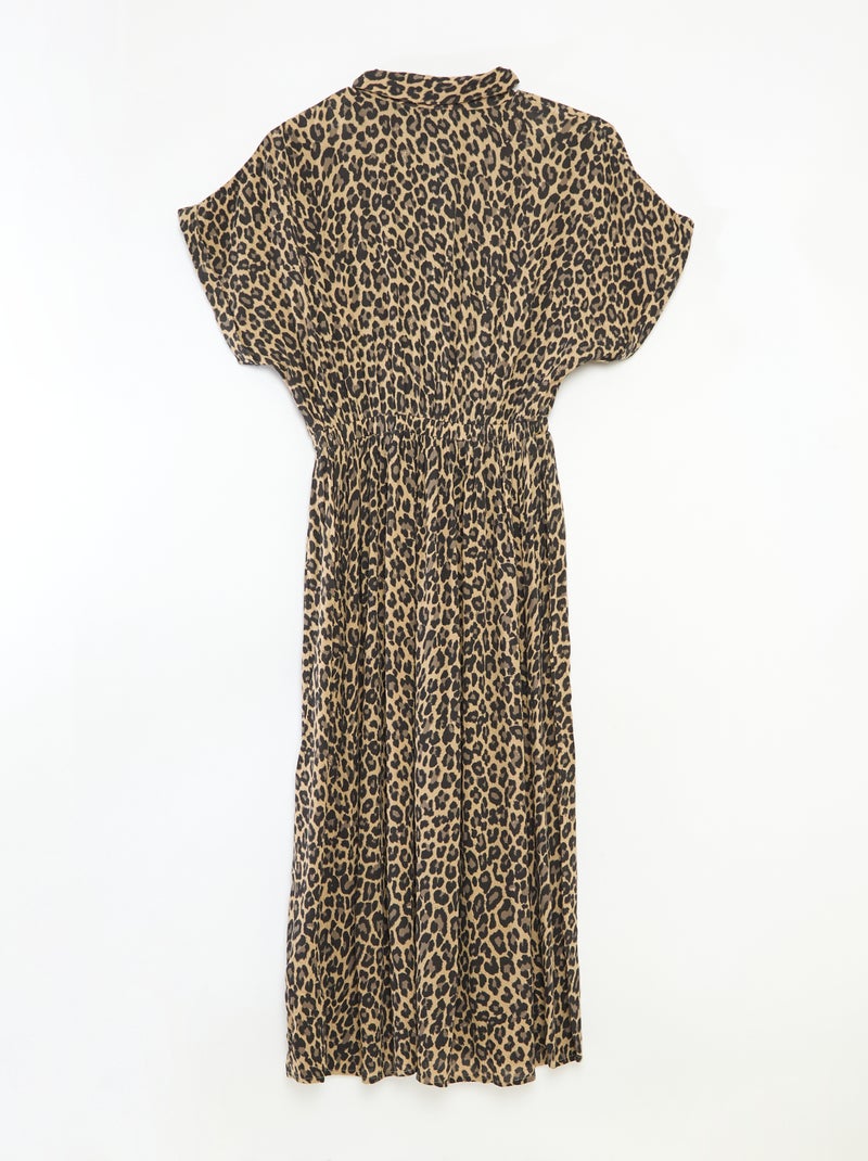 Langes Leoparden-Hemdblusenkleid – Kollektion zum einfachen Anziehen Leopard - Kiabi