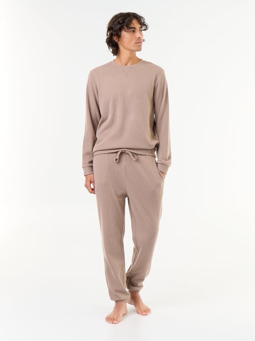 Langes Pyjama-Set aus Waffelstoff: T-Shirt + Hose – 2-teilig - Kiabi