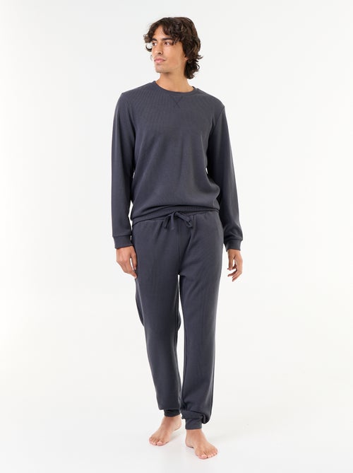 Langes Pyjama-Set aus Waffelstoff: T-Shirt + Hose – 2-teilig - Kiabi