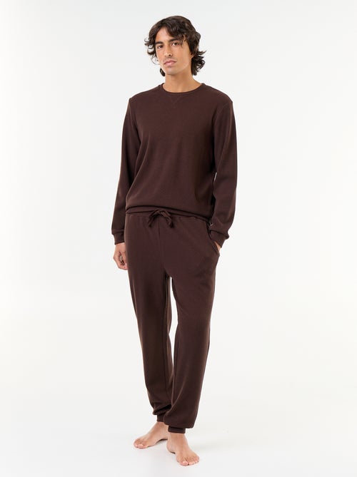 Langes Pyjama-Set aus Waffelstoff: T-Shirt + Hose – 2-teilig - Kiabi
