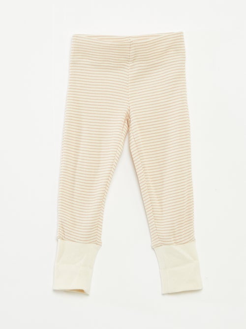 Langes Pyjama-Set T-Shirt + Hose gestreift - 2-teilig - Kiabi
