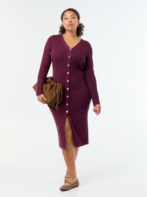 Langes Rippstrickkleid - Kiabi Langes Rippstrickkleid - Kiabi