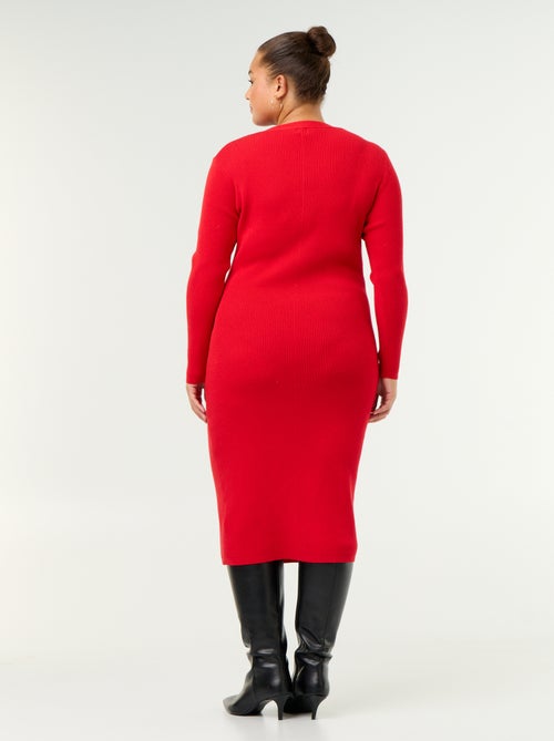 Langes Rippstrickkleid - Kiabi Langes Rippstrickkleid - Kiabi
