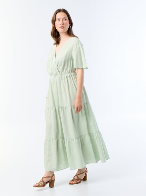Langes Wickelkleid mit Stufen - Kiabi