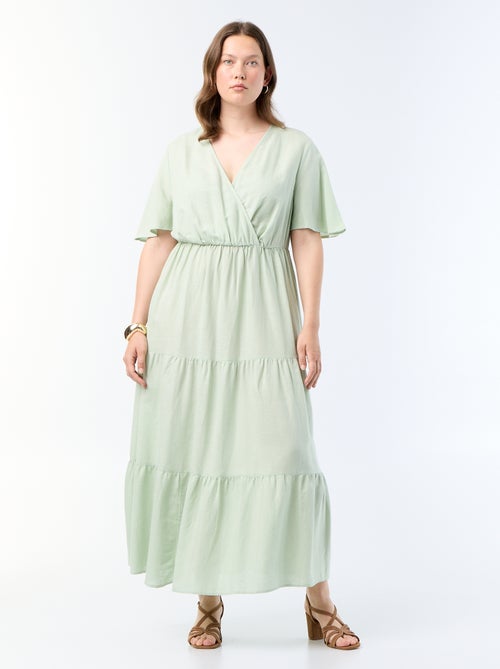 Langes Wickelkleid mit Stufen - Kiabi