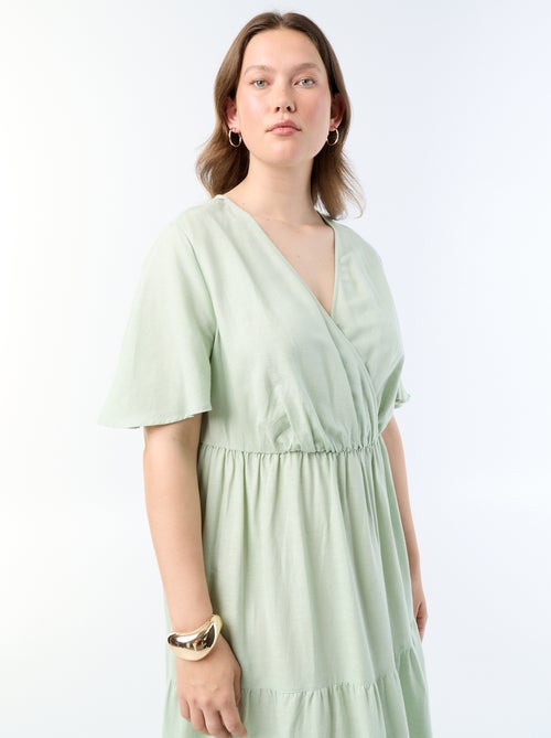 Langes Wickelkleid mit Stufen - Kiabi