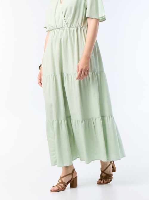 Langes Wickelkleid mit Stufen - Kiabi