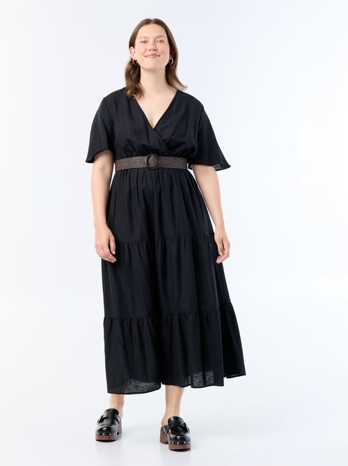 Langes Wickelkleid mit Stufen - Kiabi Langes Wickelkleid mit Stufen - Kiabi