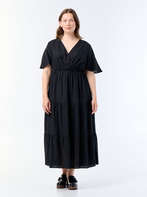 Langes Wickelkleid mit Stufen - Kiabi Langes Wickelkleid mit Stufen - Kiabi