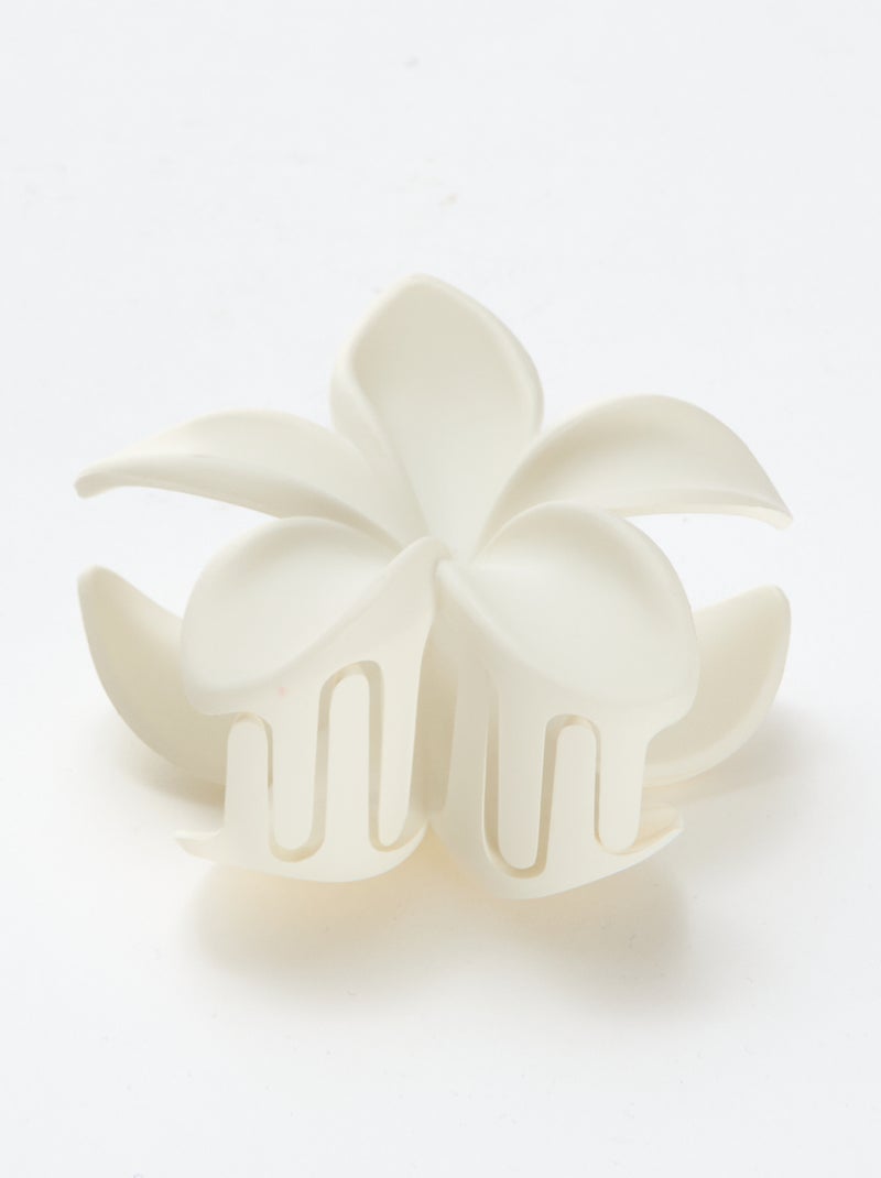 Large Flower-Shaped Claw Clip White - Kiabi