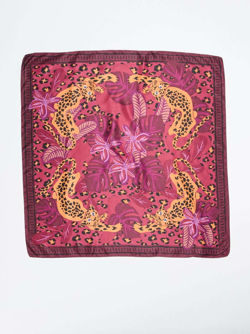 Large foulard carré à motifs Marron - Kiabi