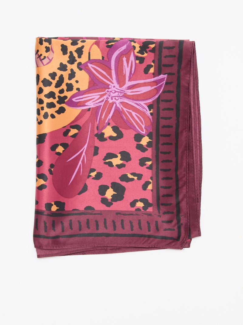 Large foulard carré à motifs Marron - Kiabi
