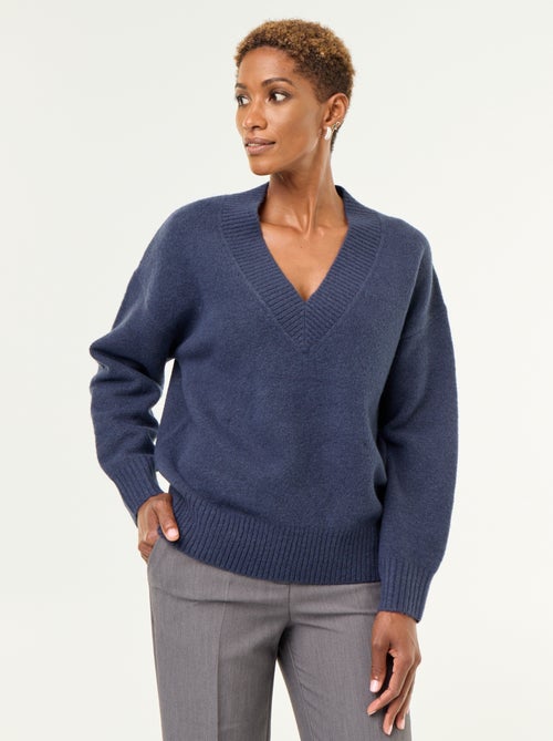 Large Ribbed V-Neck Sweater - Kiabi