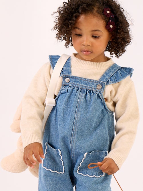 Latzhose aus Denim mit Rüschen an den Trägern - Kiabi