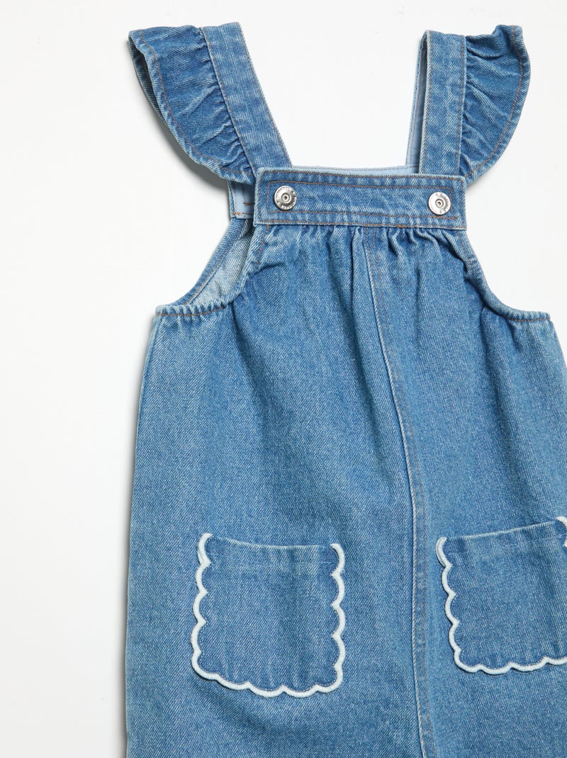 Latzhose aus Denim mit Rüschen an den Trägern Bleu - Kiabi