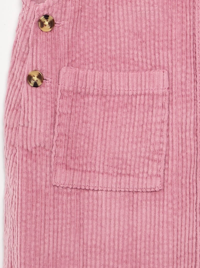 Latzkleid aus Cord Rosa - Kiabi