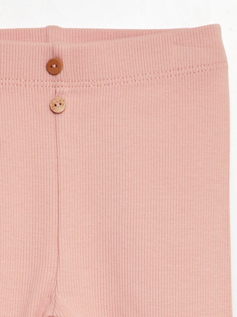 Legging a costine con bottoni ROSA - Kiabi