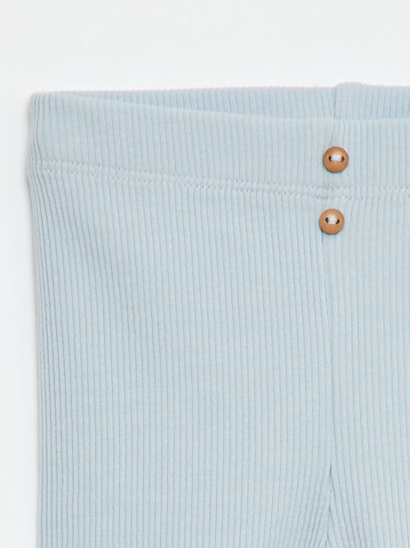 Legging côtelé avec boutons Bleu ciel - Kiabi