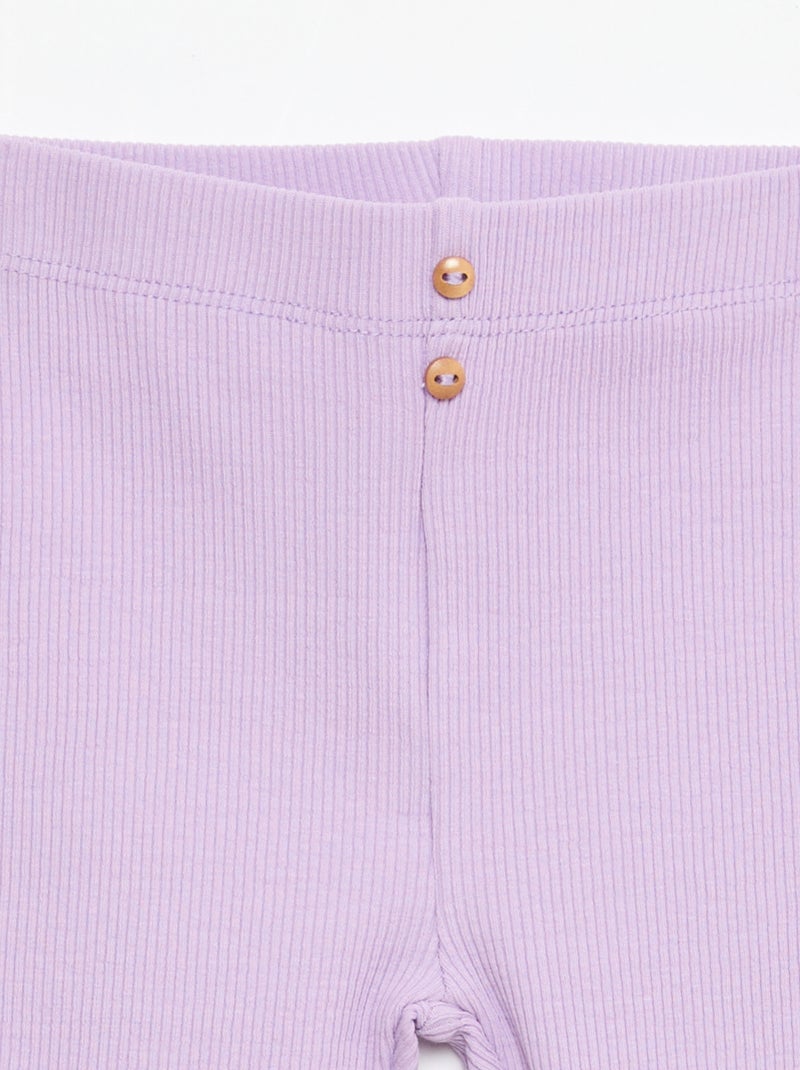 Legging côtelé avec boutons Violet - Kiabi