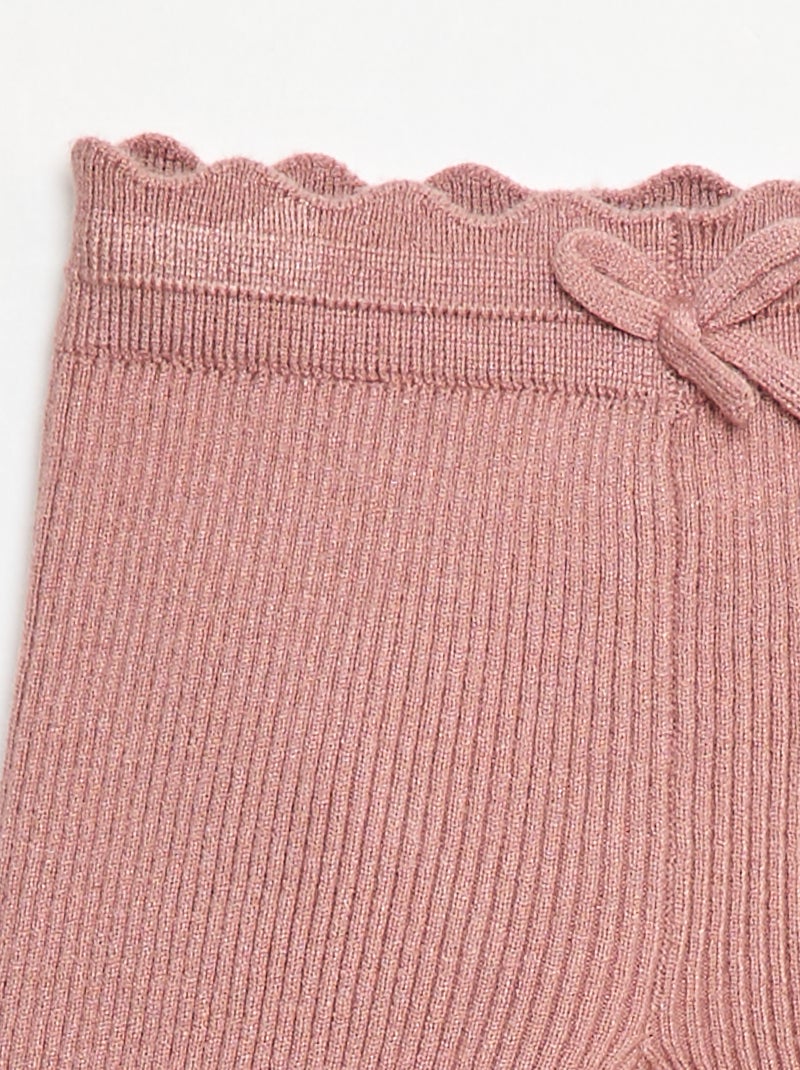 Legging côtelé avec nœud fantaisie Rose - Kiabi