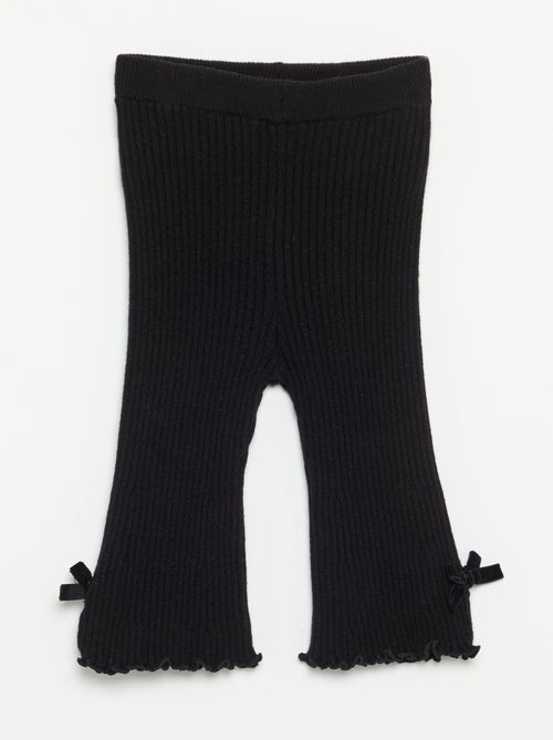 Legging en maille compacte côtelée avec nœuds - Kiabi