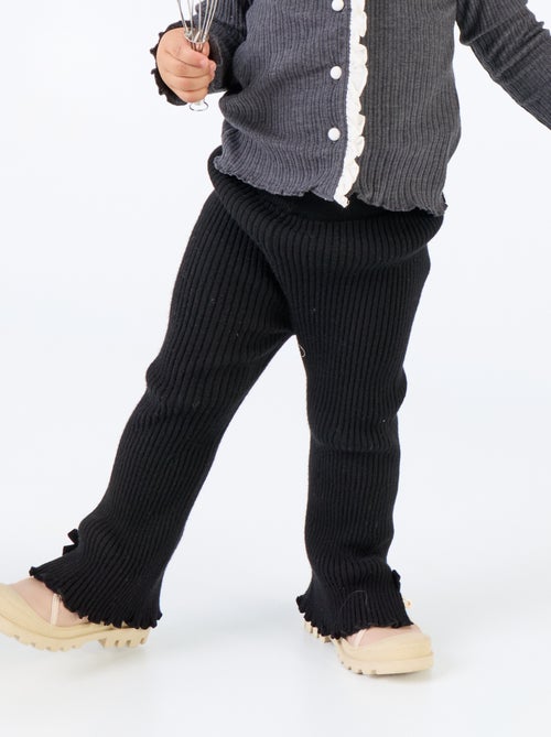 Legging en maille compacte côtelée avec nœuds - Kiabi
