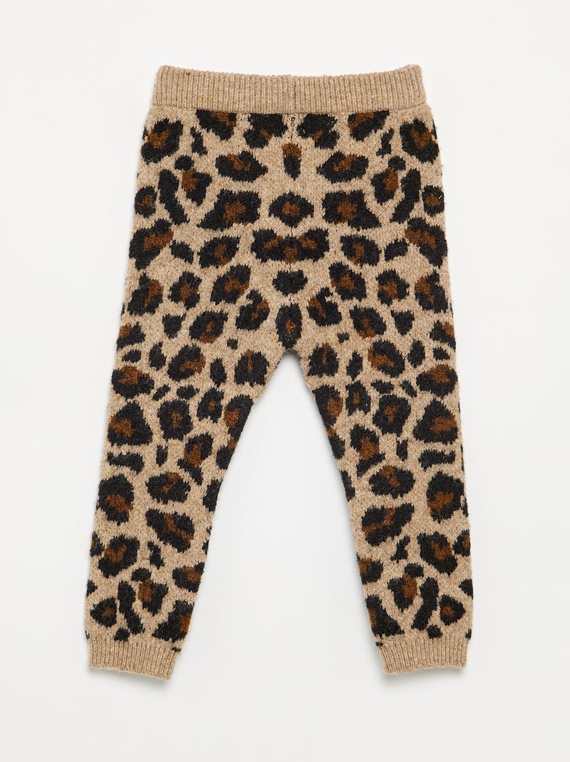 Legging en tricot à motif léopard Beige - Kiabi