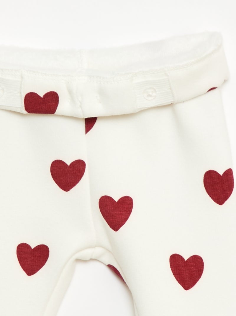 Legging fourré en molleton avec nœud Blanc/rouge - Kiabi