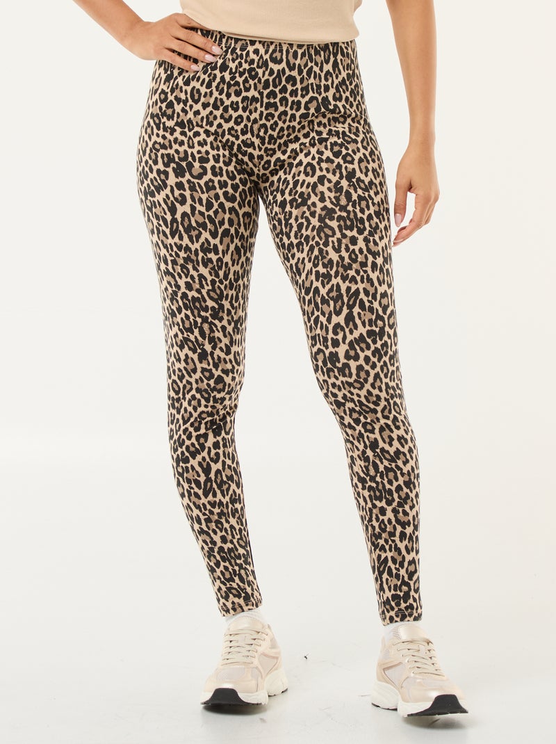 Legging imprimé léopard en coton Beige - Kiabi