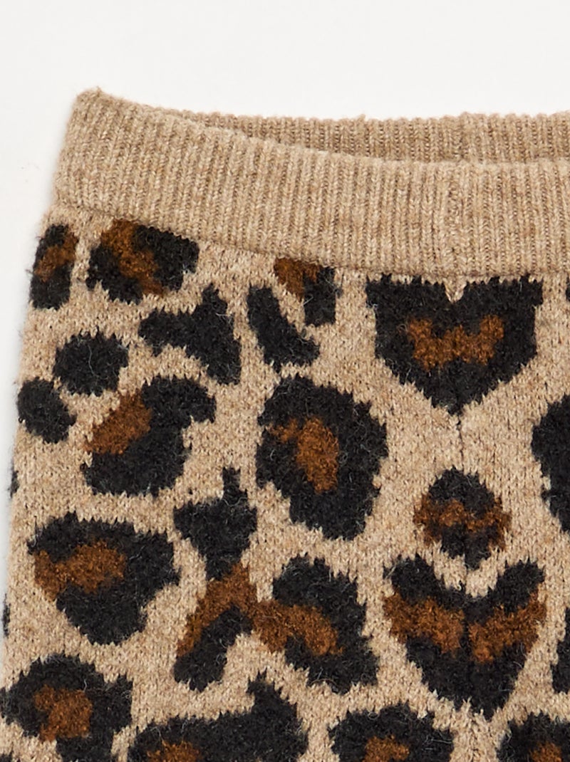 Legging in maglia a fantasia leopardata Beige - Kiabi