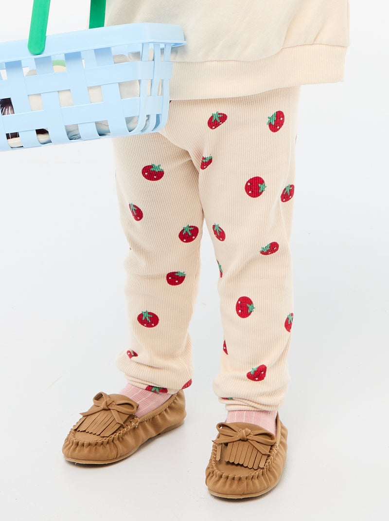 Legging long côtelé à motif Beige - Kiabi