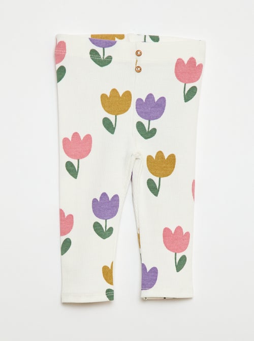 Legging long côtelé à motif - Kiabi