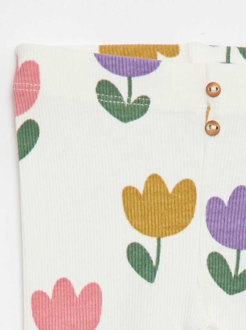 Legging long côtelé à motif Blanc - Kiabi