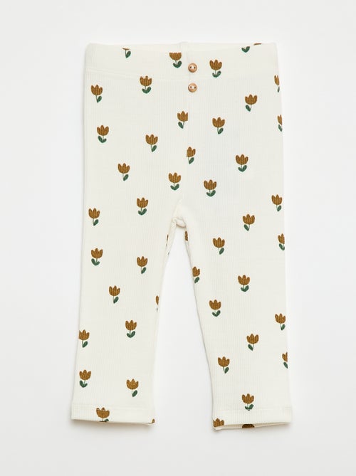 Legging long côtelé à motif - Kiabi