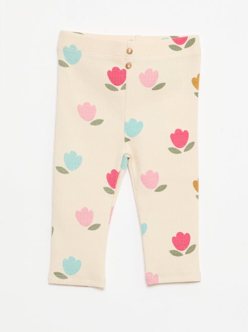 Legging long côtelé à motif - Kiabi