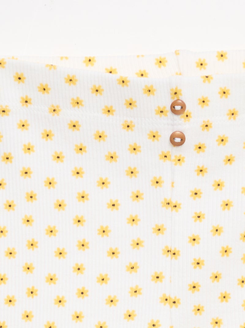 Legging long côtelé à motif Blanc - Kiabi