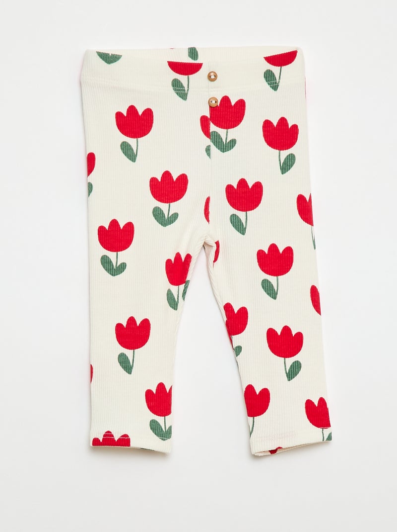 Legging long côtelé à motif Blanc - Kiabi