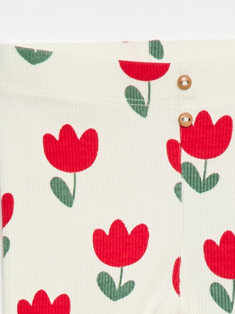 Legging lungo a costine fantasia Bianco - Kiabi