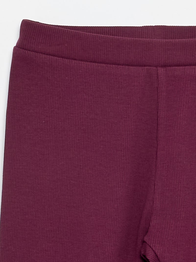 Legging lungo a costine tinta unita Rosa - Kiabi
