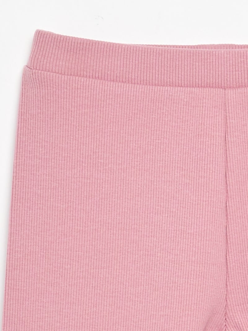 Legging lungo a costine tinta unita Rosa - Kiabi